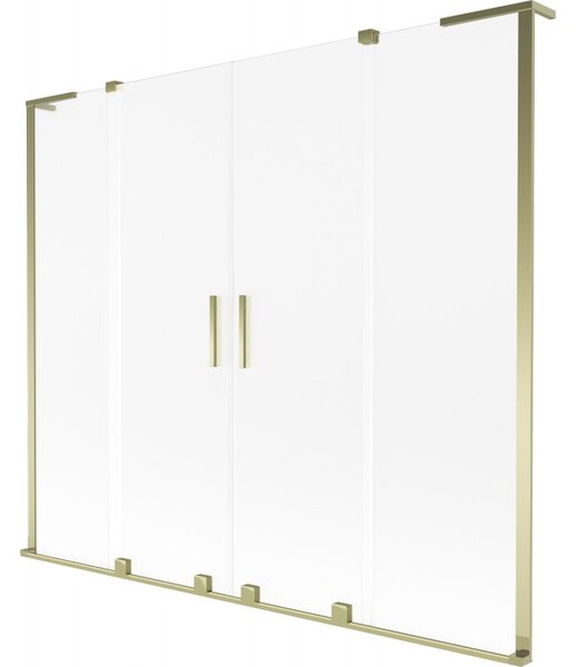 Mexen Velar L Duo, 2-krídlová posuvná vaňová zástena 170 x 150 cm, 8mm sklo námraza, zlatá lesklá, 896-170-003-32-50