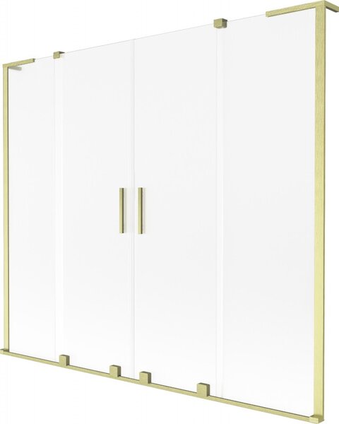 Mexen Velar L Duo, 2-krídlová posuvná vaňová zástena 180 x 150 cm, 8mm sklo námraza, zlatá matná, 896-180-003-32-55