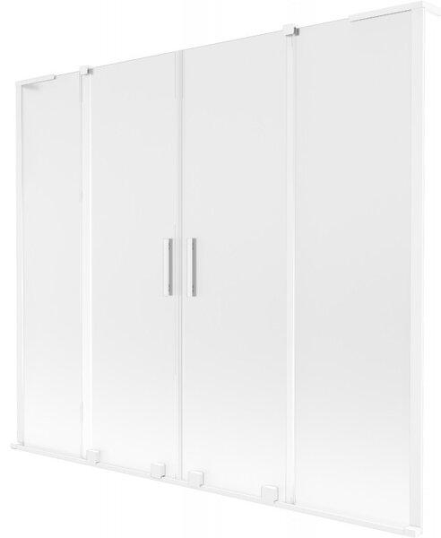 Mexen Velar L Duo, 2-krídlová posuvná vaňová zástena 180 x 150 cm, 8mm sklo námraza, biela matná, 896-180-003-32-20