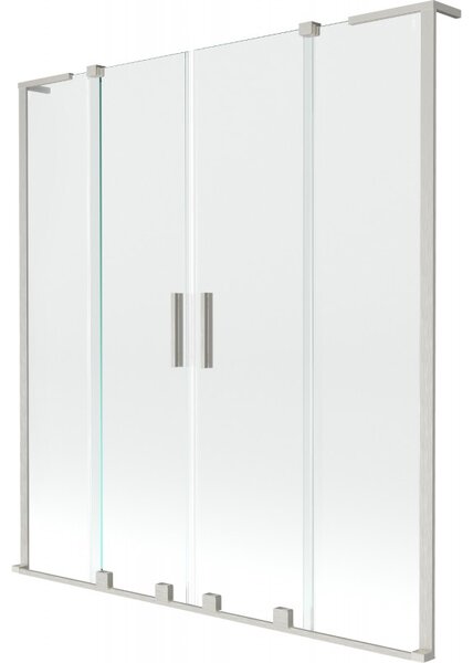 Mexen Velar L Duo, 2-krídlová posuvná vaňová zástena 150 x 150 cm, 8mm číre sklo, brúsená oceľ, 896-150-003-02-97