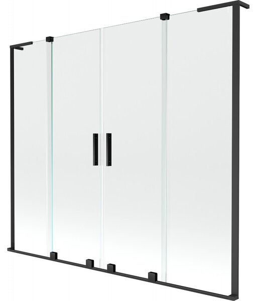 Mexen Velar L Duo, 2-krídlová posuvná vaňová zástena 170 x 150 cm, 8mm číre sklo, čierna matná, 896-170-003-02-70