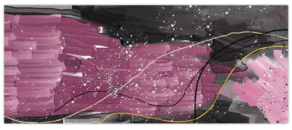 Obraz - Ružovo-čierna abstrakcia (120x50 cm)