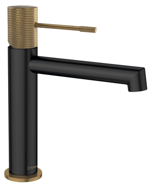 Sapho Sapho, SOLARIS stojanková umývadlová batéria bez výpuste, čierna/zlato mat, WD002G