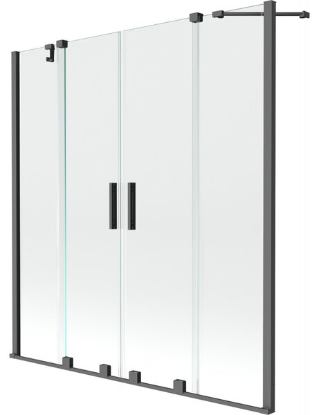 Mexen Velar Duo, posuvná 2-krídlová vaňová zástena 140x150 cm, 8mm číre sklo, grafitová, 896-140-000-02-95