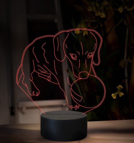 Beling 3D lampa, Pes s loptou, 16 farebná, OR36
