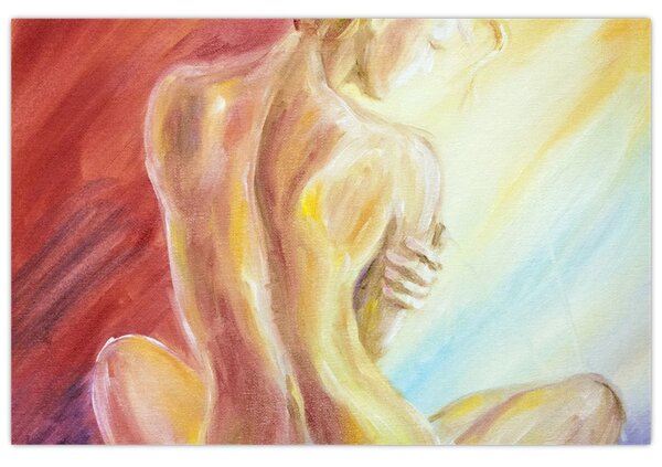 Obraz odpočívajúce ženy, olejomaľba (90x60 cm)