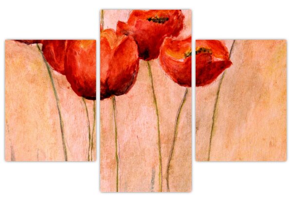 Obraz - Červené tulipány (90x60 cm)