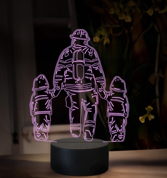 Beling 3D lampa, Hasič s deťmi, 16 farebná, HA01