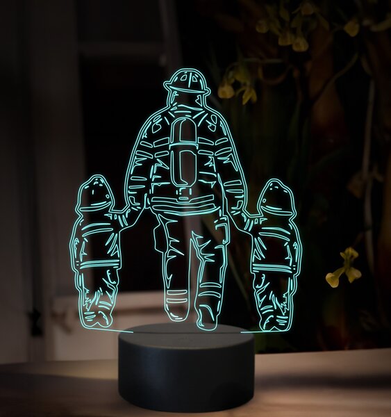 Beling 3D lampa, Hasič s deťmi, 16 farebná, HA01