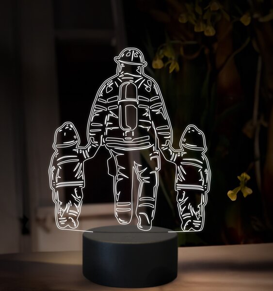 Beling 3D lampa, Hasič s deťmi, 16 farebná, HA01