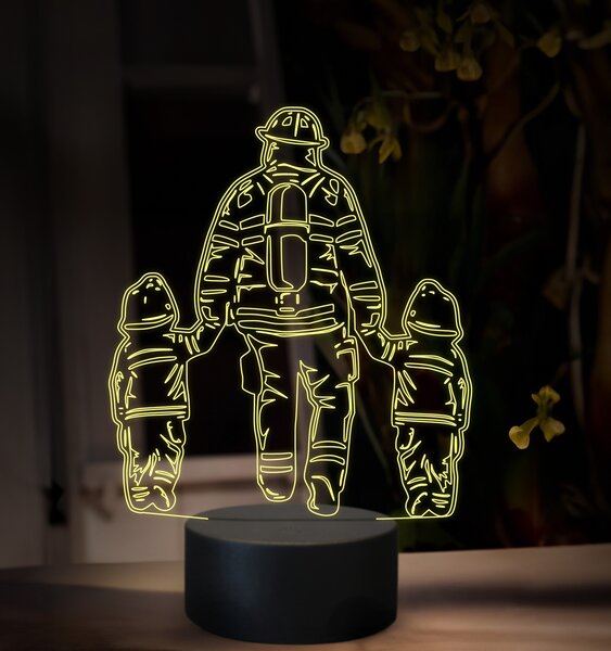 Beling 3D lampa, Hasič s deťmi, 16 farebná, HA01