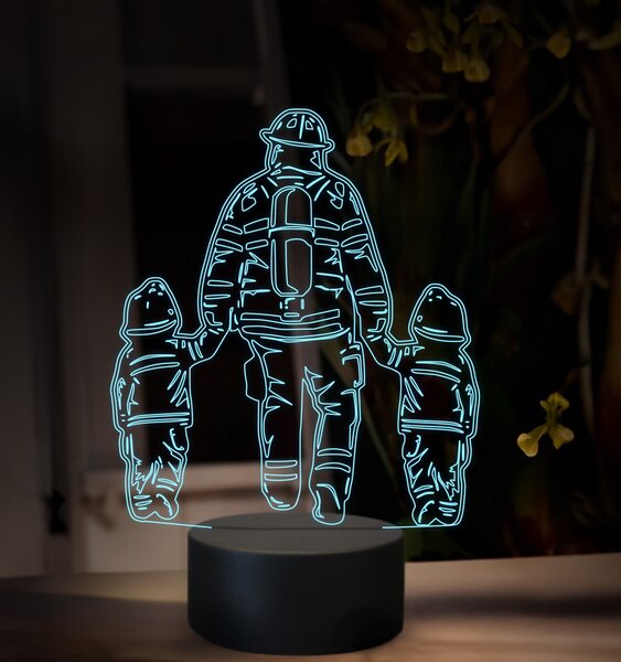 Beling 3D lampa, Hasič s deťmi, 16 farebná, HA01