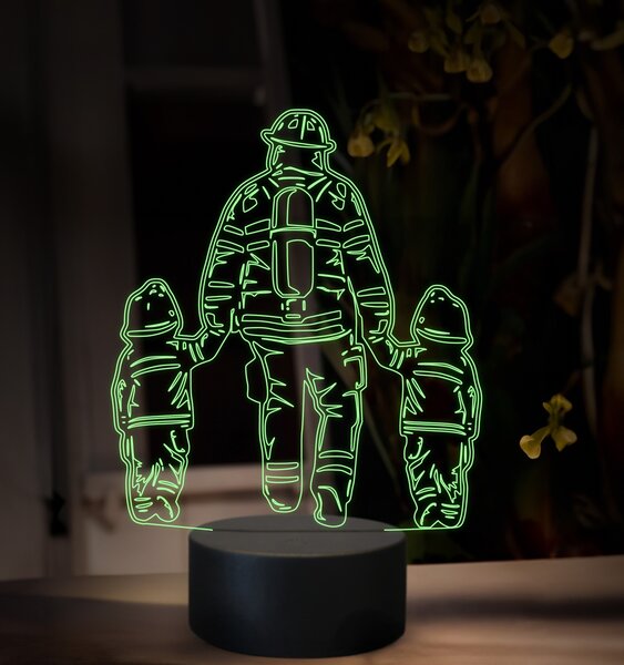 Beling 3D lampa, Hasič s deťmi, 16 farebná, HA01