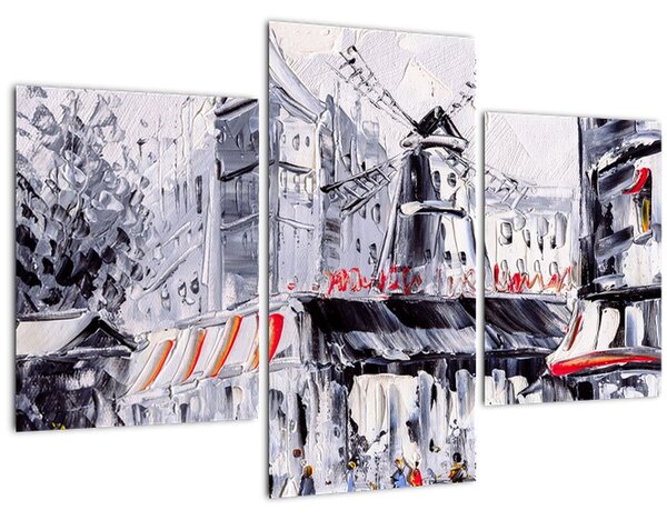 Obraz - Ulica v Paríži, olejomaľba (90x60 cm)