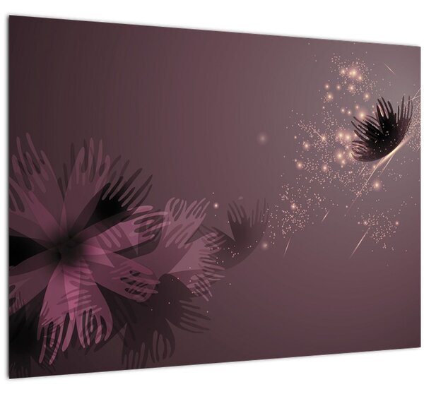 Obraz kvetu s motýľom (70x50 cm)