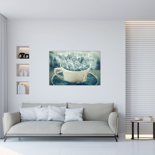 Obraz - Zimný svet v hrnčeku (90x60 cm)