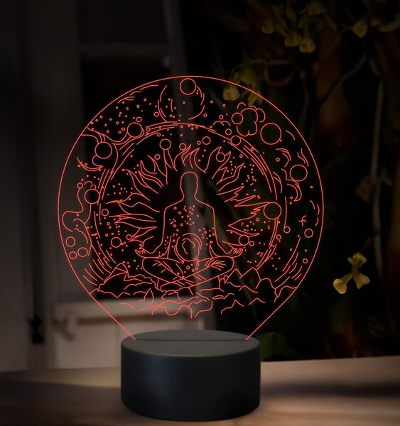 Beling 3D lampa, Meditujúca postava, 16 farebná, M02