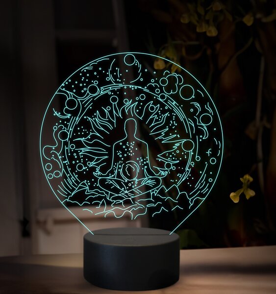 Beling 3D lampa, Meditujúca postava, 16 farebná, M02