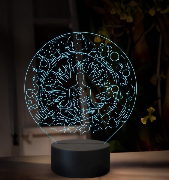 Beling 3D lampa, Meditujúca postava, 16 farebná, M02