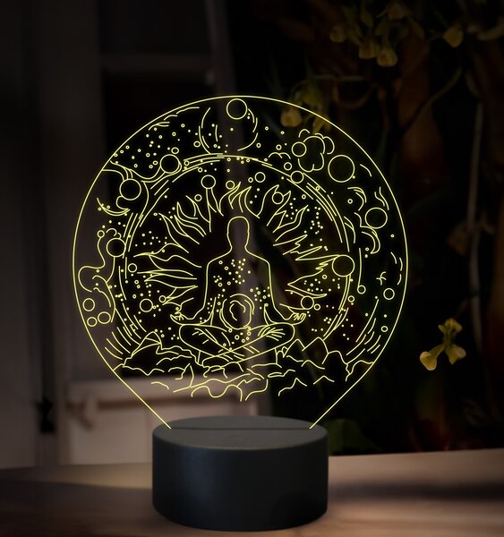 Beling 3D lampa, Meditujúca postava, 16 farebná, M02