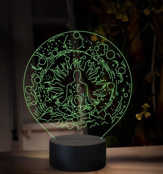 Beling 3D lampa, Meditujúca postava, 16 farebná, M02