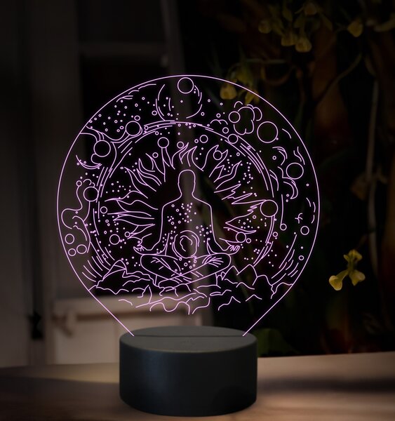 Beling 3D lampa, Meditujúca postava, 16 farebná, M02