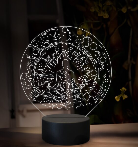 Beling 3D lampa, Meditujúca postava, 16 farebná, M02