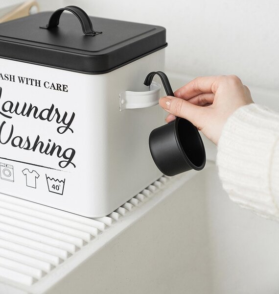 Orion Kovový úložný box na prací prášek, s dávkovačem LAUNDRY
