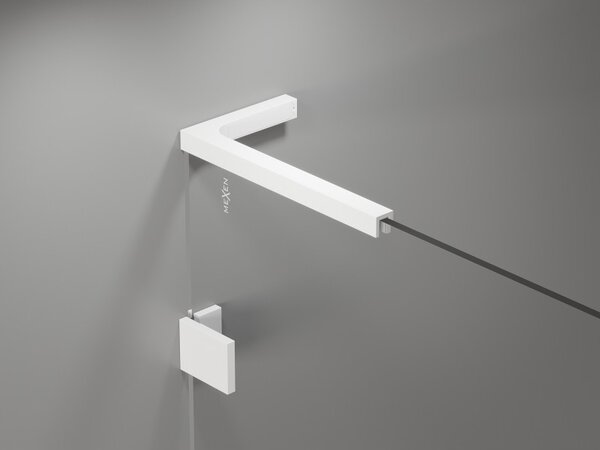 Mexen Lunar L, Otočné pravé sprchové dvere 130 cm, 8mm číre sklo, biely profil, 834L-130-000-20-00-P