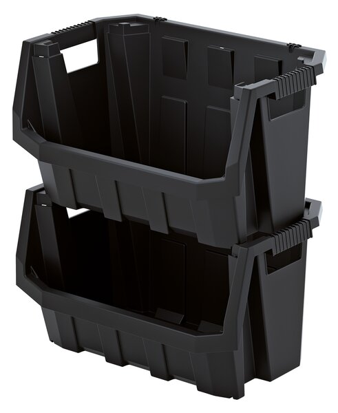 Prosperplast Dílenský úložný box se skosenou hranou HEAVY DUTY, černý 58x38x34 XL