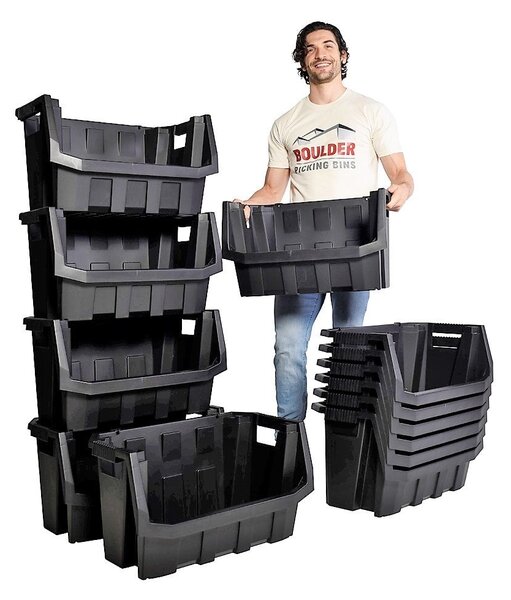 Prosperplast Dílenský úložný box se skosenou hranou HEAVY DUTY, černý 58x38x34 XL