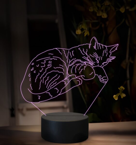 Beling 3D lampa, Spiaca mačka, 16 farebná, OR39
