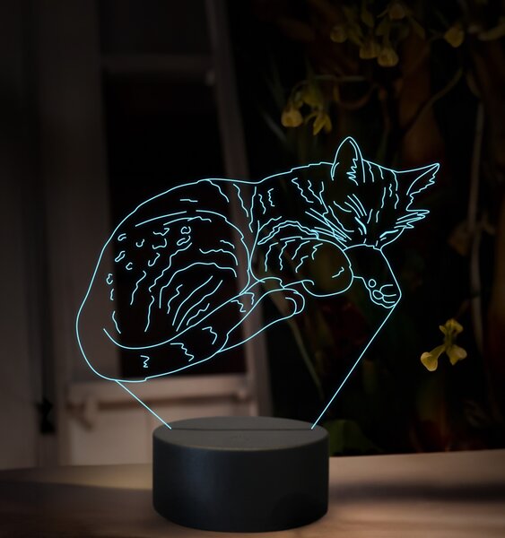 Beling 3D lampa, Spiaca mačka, 16 farebná, OR39