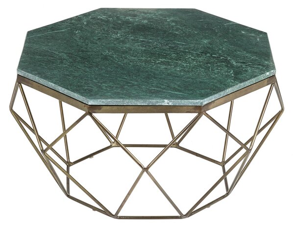 Art-deco mramorový konferenčný stolík Adamantino s geometrickou podstavou z kovu 69cm