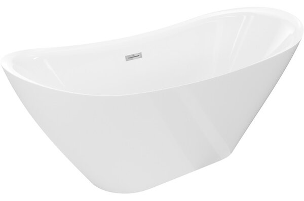 Mexen Lotos, voľne stojaca vaňa 140 x 75 cm, biela, chrómový prepad, 52051407700-01