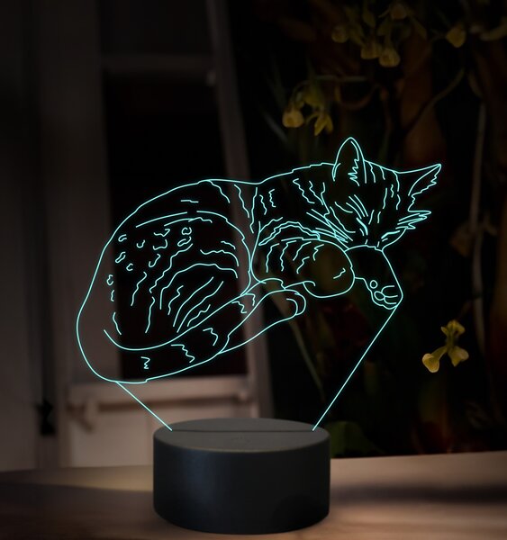 Beling 3D lampa, Spiaca mačka, 16 farebná, OR39