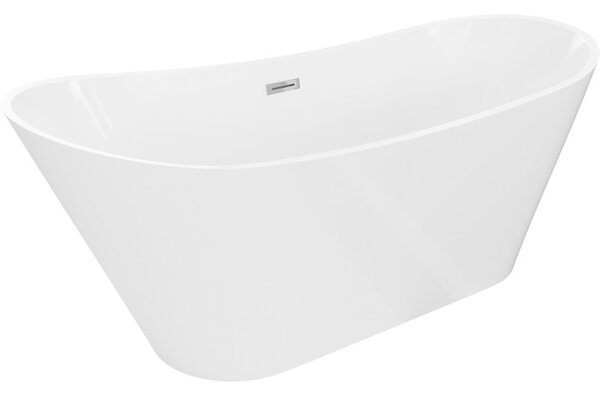 Mexen Dora, voľne stojaca vaňa 150 x 75 cm, biela, chrómový prepad, 52071507500-01
