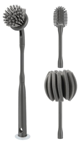 METALTEX Sada 3 kartáčů na nádobí a sklenice - BRUSH UP (1x násada + 3x hlavice)