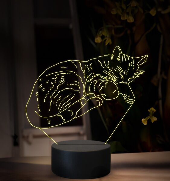 Beling 3D lampa, Spiaca mačka, 16 farebná, OR39