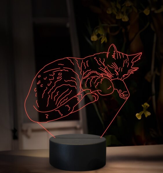 Beling 3D lampa, Spiaca mačka, 16 farebná, OR39