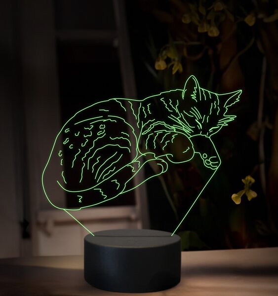 Beling 3D lampa, Spiaca mačka, 16 farebná, OR39