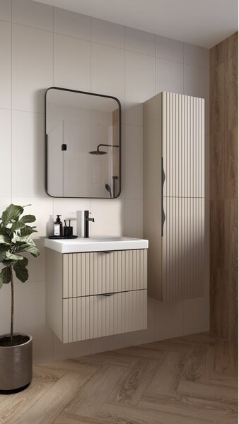 Cersanit Tirso, závesná umývadlová skrinka 594x447x572 mm + keramické umývadlo, béžová matná, S801-541