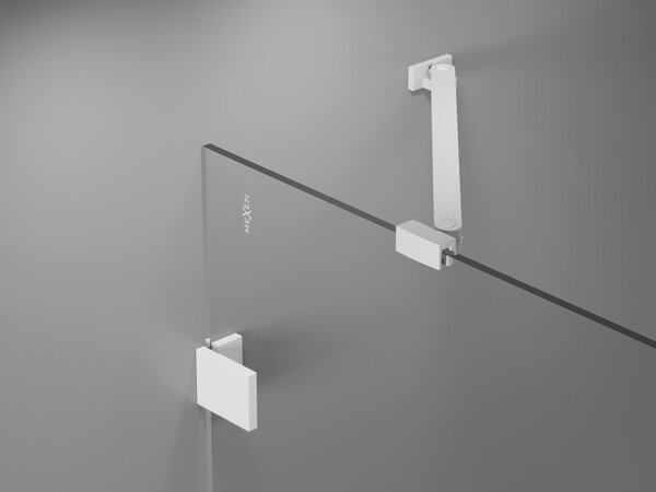 Mexen Lunar-F, pravé sklápacie sprchové dvere 110 cm, 8mm číre sklo, biely profil, 836S-110-050-20-00-P