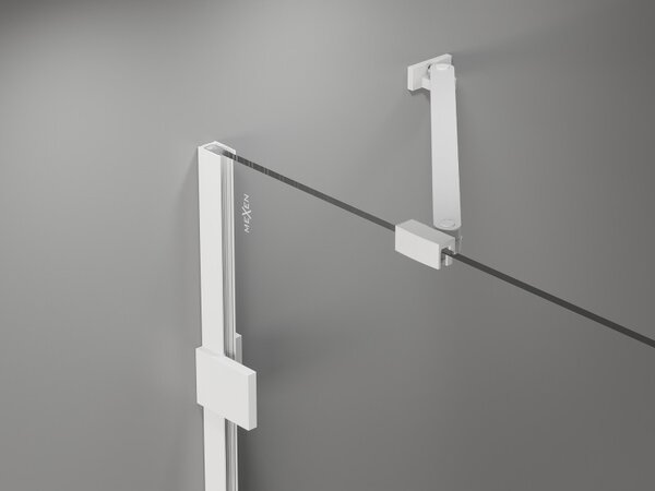 Mexen Lunar-F, pravé sklápacie sprchové dvere 110 cm, 8mm číre sklo, biely profil, 836S-110-050-20-00-P