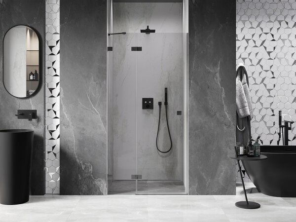 Mexen, Mexen Lunar výklopné sprchové dvere ľavé 85 cm, transparentné, pištoľový kov - 834-085-000-95-00-L