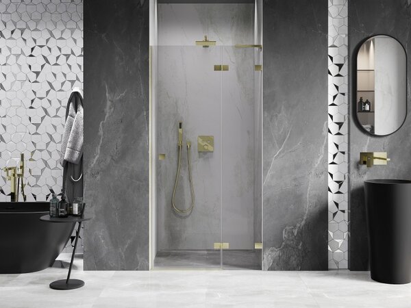 Mexen, Mexen Lunar L Otočné pravé sprchové dvere 80 cm, transparentné, brúsené zlaté - 834L-080-000-55-00-P