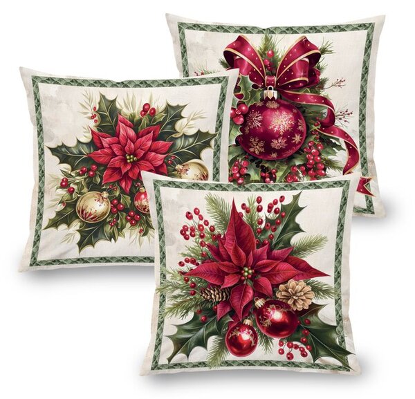 Sada 3 ks obliečok na vankúšiky CHRISTMAS STAR 45 x 45 cm