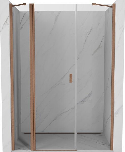 Mexen, Mexen Mist Otočné sprchové dvere 125 cm, transparentné, brúsená meď - 8A4-125-001-65-00