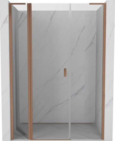 Mexen, Mexen Mist L Otočné sprchové dvere 135 cm, transparentné, brúsená meď - 8A4L-135-001-65-00