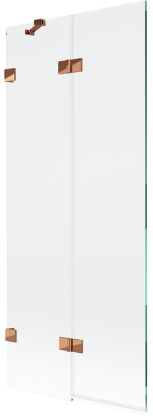 Mexen Lunar, 2-krídlová vaňová zástena ľavá 80 x 150 cm, číre sklo, ružové zlato, 897-080-100-60-00-L